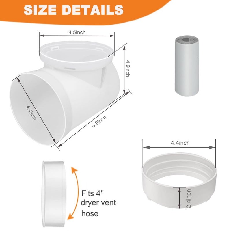 CAT SO RICH 90 Degree Clothes Dryer Vent Elbow,Tight-Fit Connector For 4-Inch Dryer Duct Hose In Narrow Spaces - Image 2
